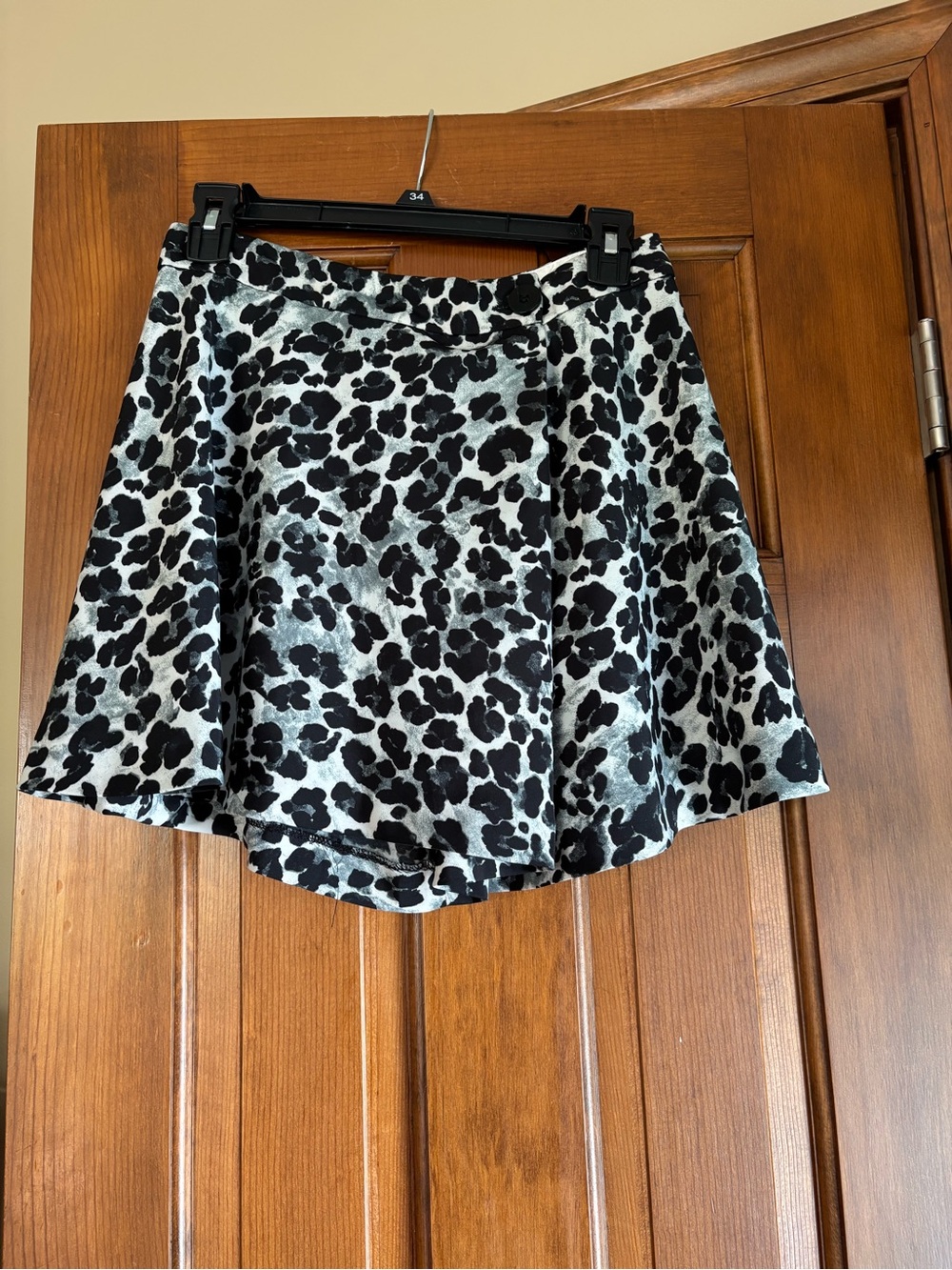 Zara Black and White Leopard Print Skater Skort